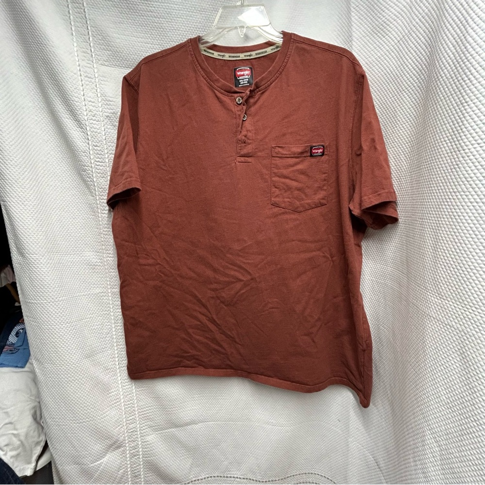 Wrangler Workwear Rust Short Sleeve Henley Style Tee XXL